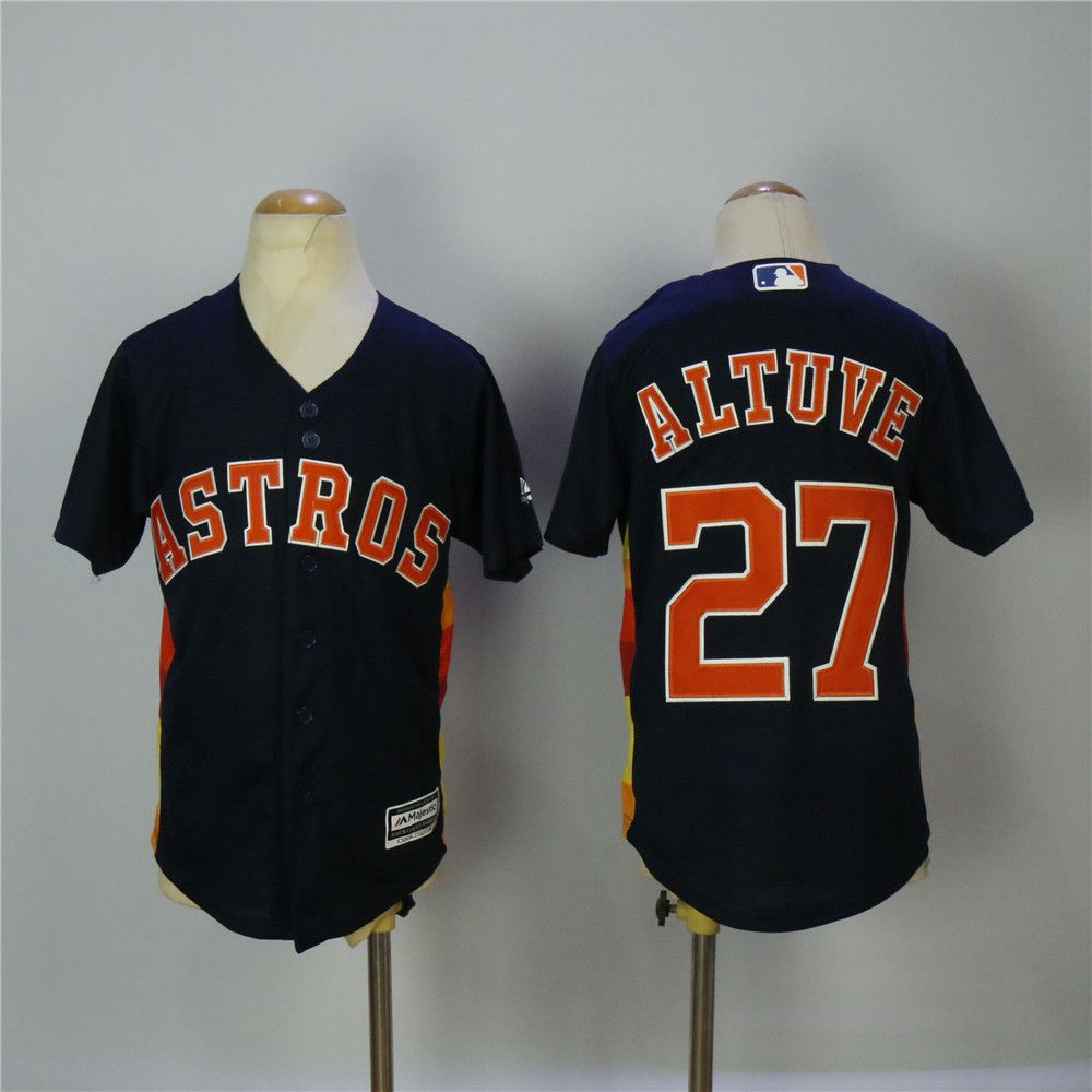 Youth Houston Astros #27 Altuve Blue MLB Jerseys